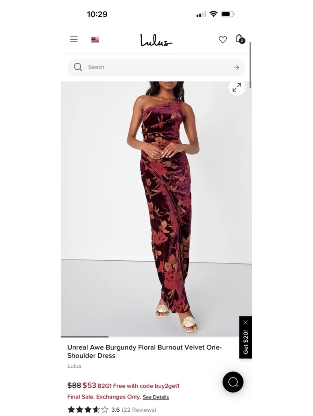 Lulus Unreal Awe Burgundy Floral Burnout Velvet One Shoulder Dress XXS NWT